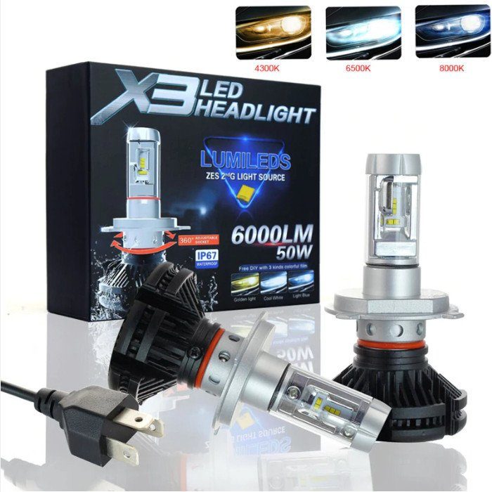 X3-H4 Світлодіодні автолампи Led головного світла (ближній-дальній) 3