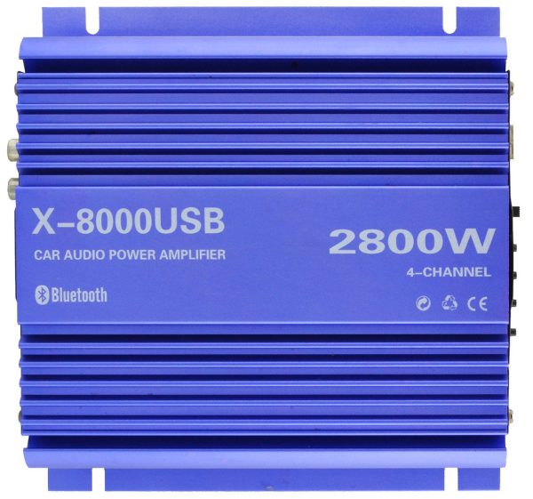 Автомобільний підсилювач X-8000 USB 4-х канальний ∙ Bluetooth ∙ USB ∙ FM ∙ MP3 ∙ 2800W