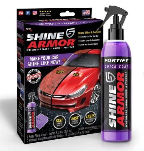 Поліроль для кузова авто Shine Armor ∙ Засіб від подряпин з серветкою - мікрофібра для полірування в комплекті, 236 мл 5