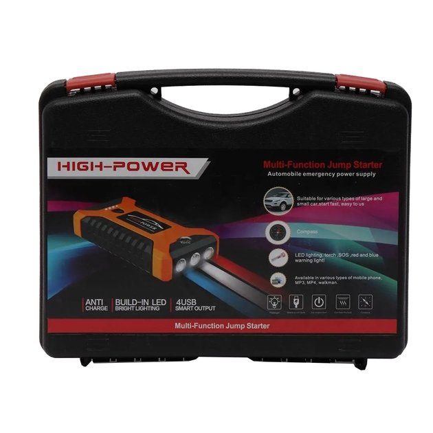 Пускозарядний пристрій червоний JUMP STARTER JX27 WITH PUMP 99800 мАг • Автомобільний стартовий блок з компресором та зарядкою 5