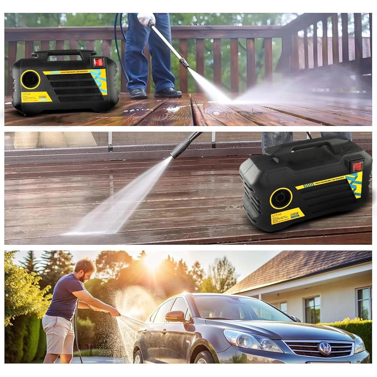 Мийка високого тиску MKA-01 1400 Вт 100 бар • Електрична мінімийка 220V для авто, двору, плитки, фасаду та садового інвентарю 5