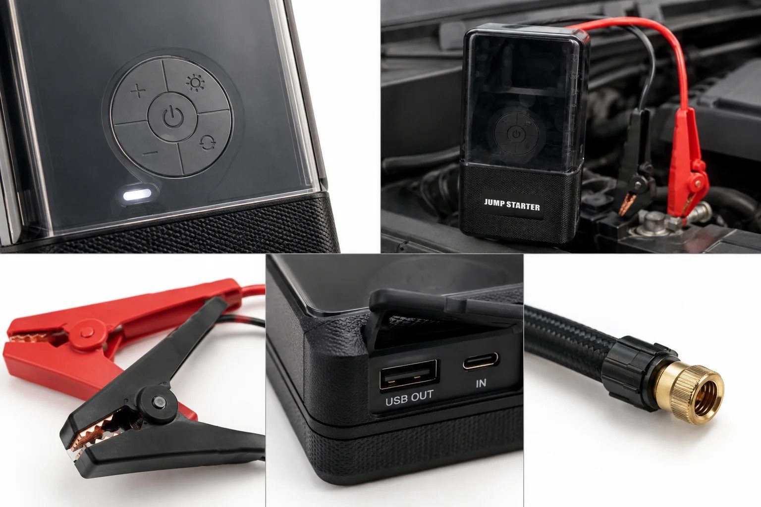 Пусковий пристрій 965A з компресором • Автомобільний Jump Starter 12V 4в1 з насосом 150 PSI, Power Bank і LED-ліхтарем 5