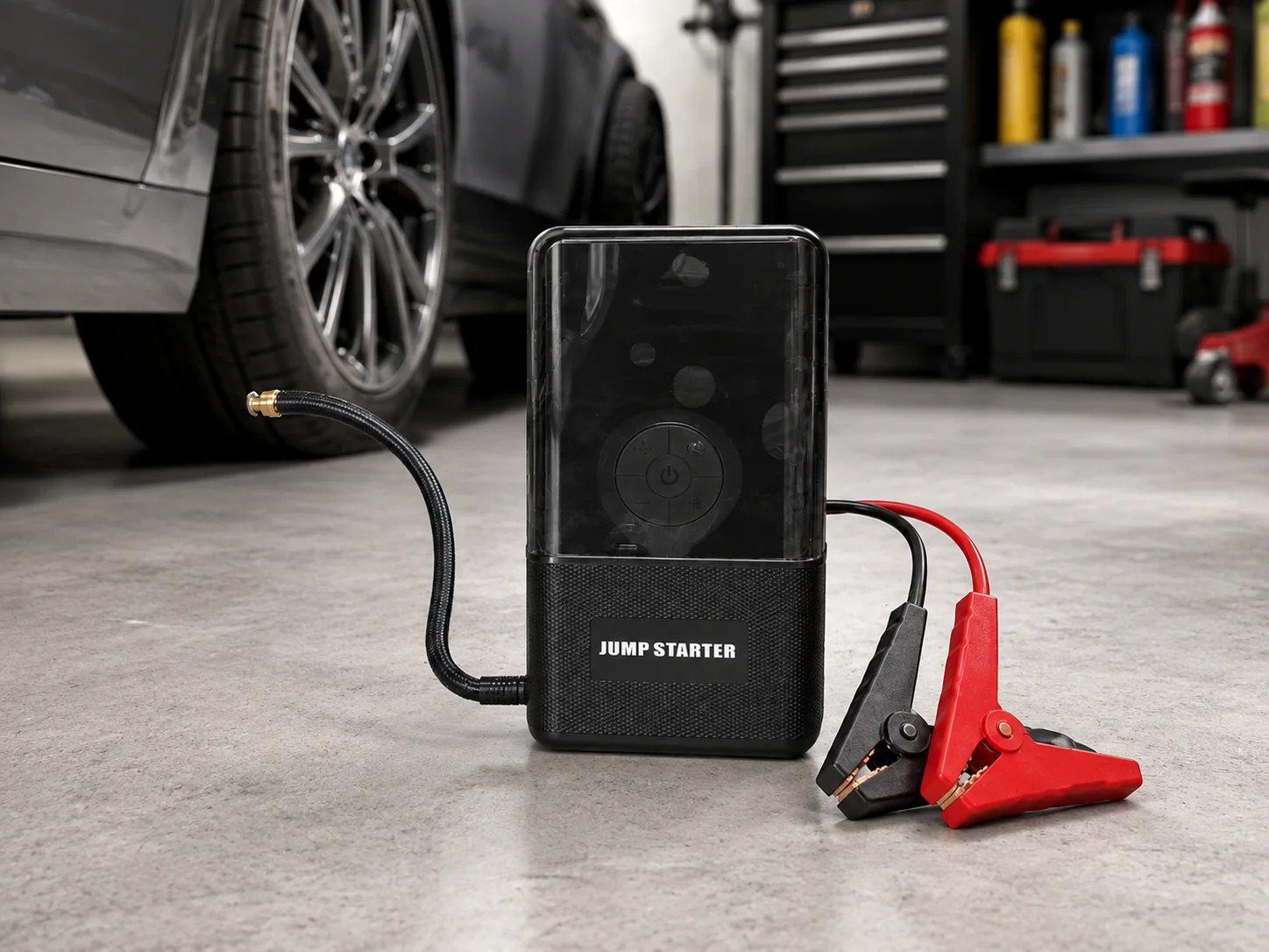Пусковий пристрій 965A з компресором • Автомобільний Jump Starter 12V 4в1 з насосом 150 PSI, Power Bank і LED-ліхтарем 4