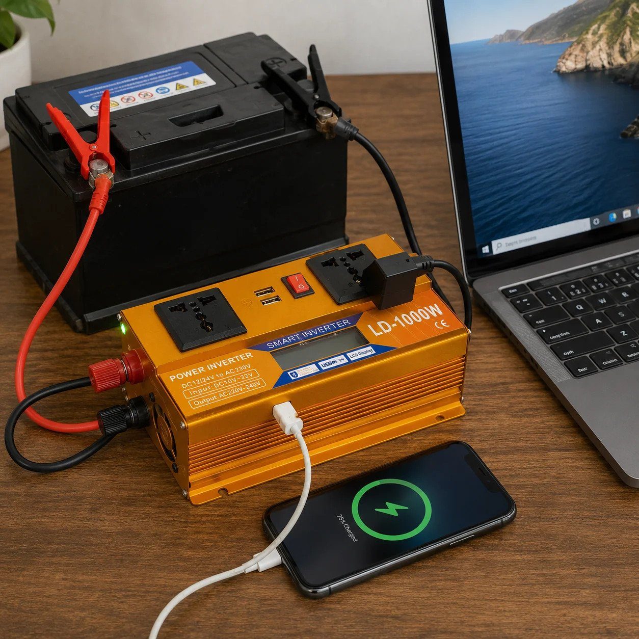 Інвертор 5 CORE SC-1000VA 1000W 12V • Перетворювач напруги 5 CORE SC-1000VA 12V-220V 660 Вт з USB та захистом 5