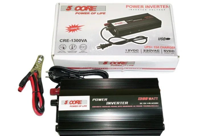 Інвертор 5 CORE 1300W 12V UPS+CHARGE • Перетворювач напруги 5 CORE 1300W 12V-220V із зарядкою акумулятора та захистом 3