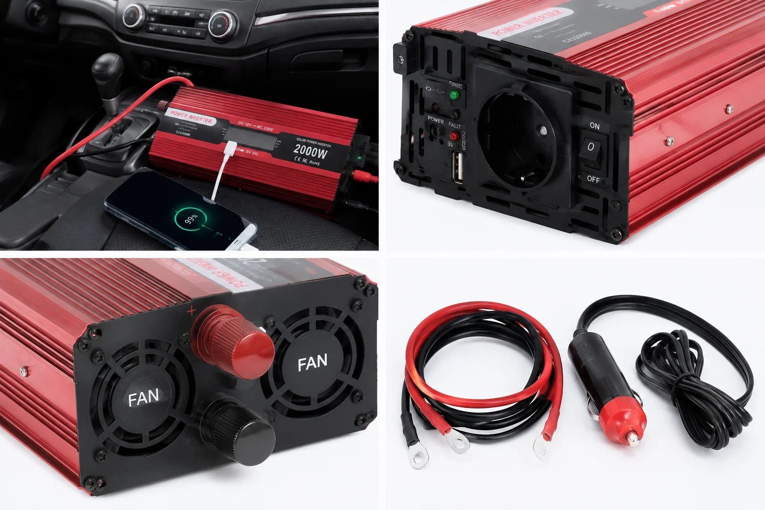 Інвертор 5 CORE 2000W 12V LCD • Перетворювач напруги 5 CORE 2000W 12V-220V Digital з робочою потужністю 1000 Вт і дисплеєм 6