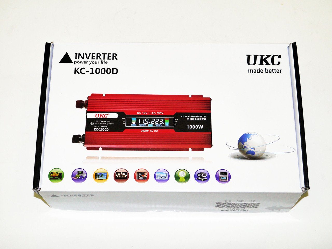 Перетворювач 12V-220V 1000W Інвертор напруги з LCD дисплеєм 5