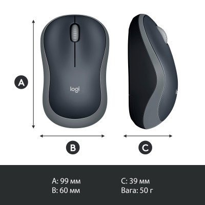 Мишка Logitech M185 Cordless (910-002238) Gray 11