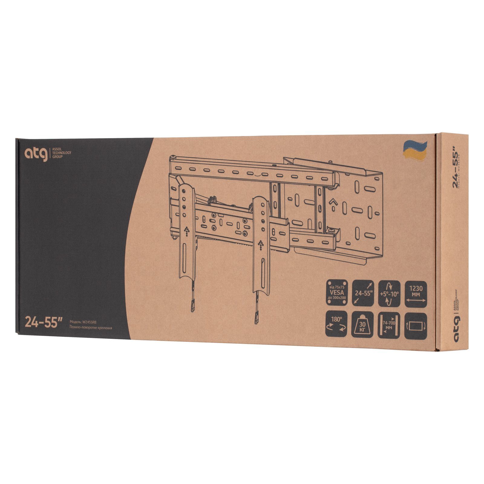 Кронштейн ATG W2455RB (24"-55" Похило-Поворотний-Дворичажний) 9