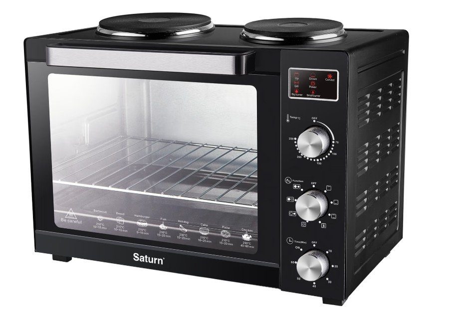 Духовка SATURN ST-EC3306 (чорна,конвекція,гриль,2 бліна,60л)