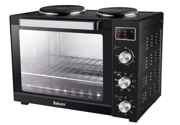 Духовка SATURN ST-EC3306 (чорна,конвекція,гриль,2 бліна,60л)