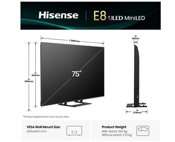 Телевізор HISENSE 75E8Q Smart TV 3