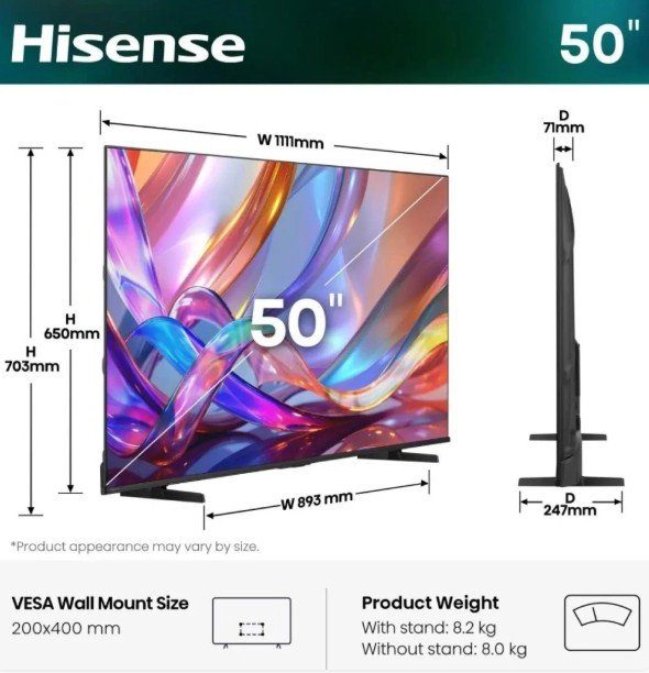 Телевізор HISENSE 50E7S Smart TV 2