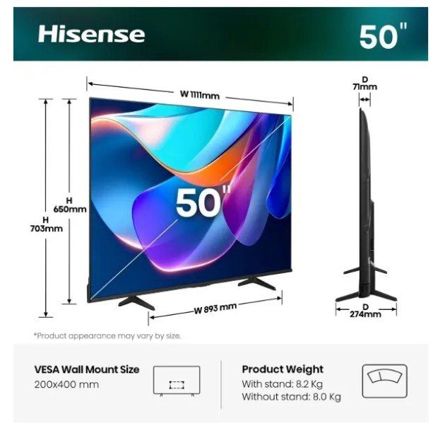 Телевізор HISENSE 50A6S Smart TV 2