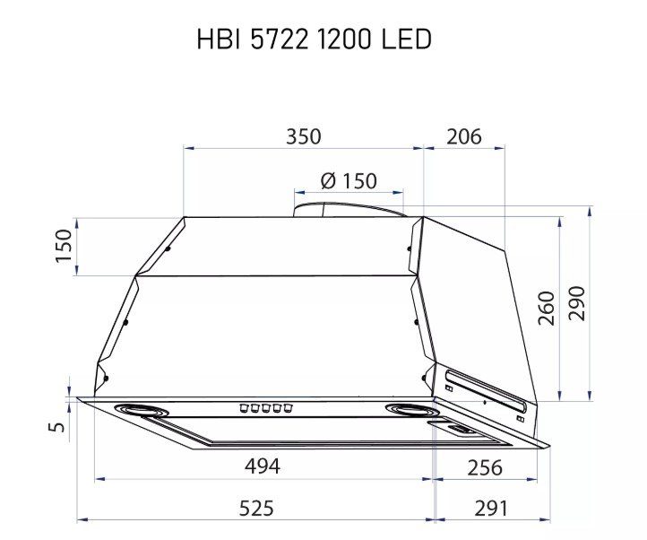 Витяжка Minola HBI 5722 WH 1200 LED (повновбудована) 5