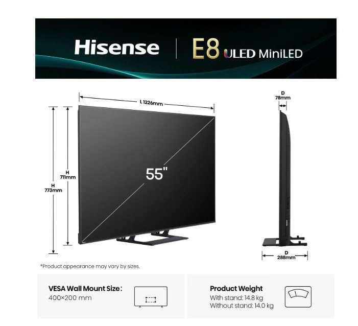 Телевізор HISENSE 55E8Q Smart TV 3