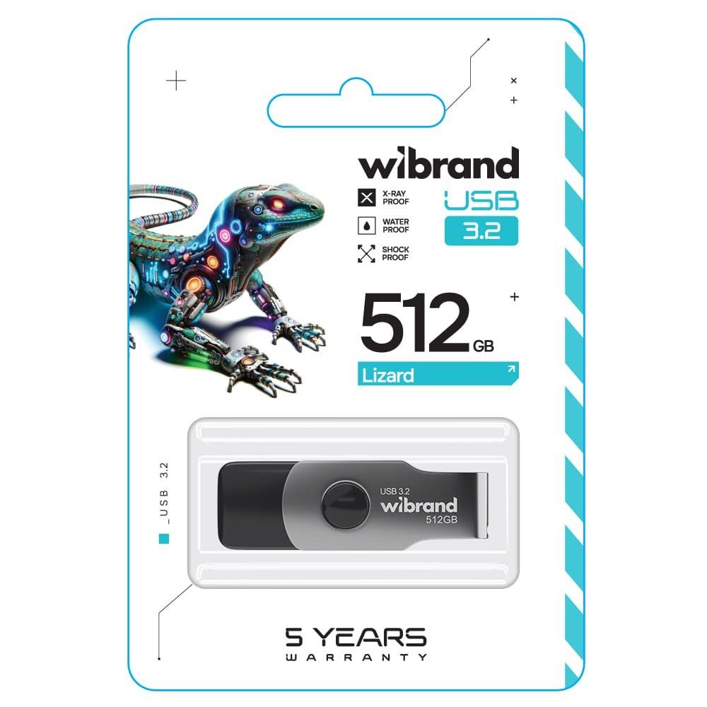 Флеш-накопичувач Wibrand USB 3.2 Gen1 Lizard 512GB Black (WI3.2/LI512P9B) 2
