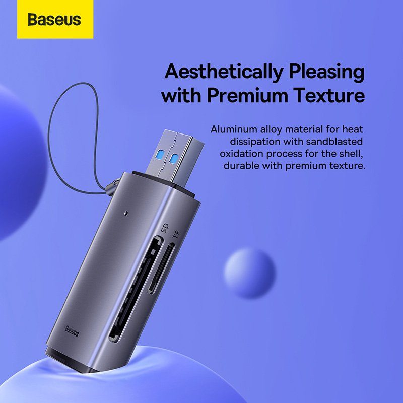 Кардрідер Baseus Lite Series USB-A  to SD/TF Card Reader  Grey (WKQX060013) 12
