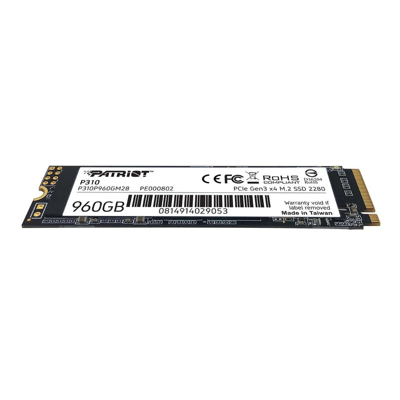 Накопичувач SSD M.2 Patriot P310 960GB NVMe 2280 PCIe 3.0x4 3D NAND TLC (P310P960GM28) 3