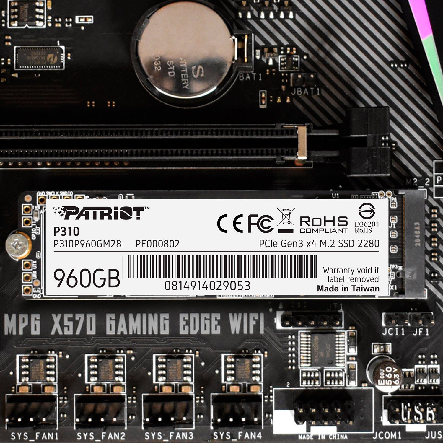Накопичувач SSD M.2 Patriot P310 960GB NVMe 2280 PCIe 3.0x4 3D NAND TLC (P310P960GM28) 7