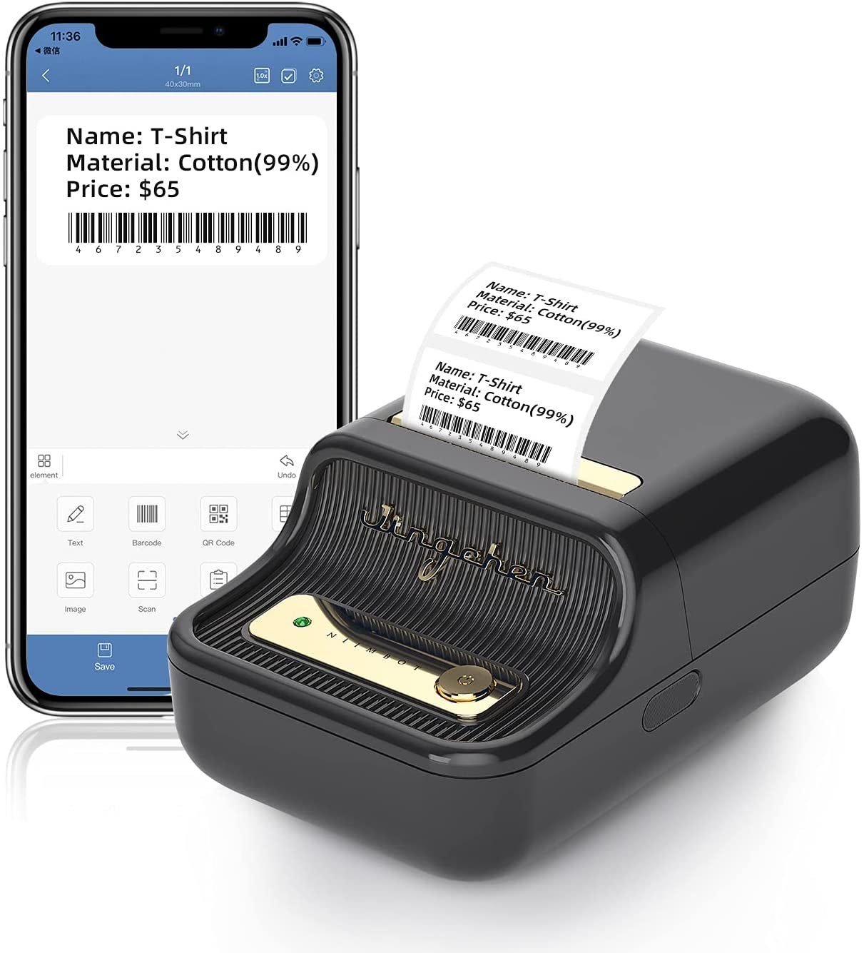 Термопринтер для друку наклейок NIIMBOT B21S  Black (1AC19051601) 4