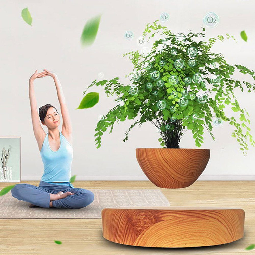 Магнітний левітаційний горщик для рослин HCNT Magnetic Levitating Pot M10-PS Wood Grain (SIM10-PS) 2