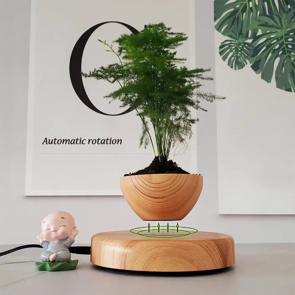 Магнітний левітаційний горщик для рослин HCNT Magnetic Levitating Pot M10-PS Wood Grain (SIM10-PS) 3