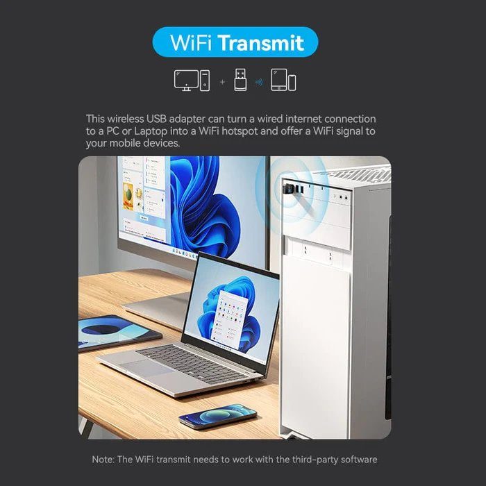 Адаптер Vention USB Wi-Fi Dual Band Adapter 2.4G/5G Black (KDSB0) (KDSB0) 5