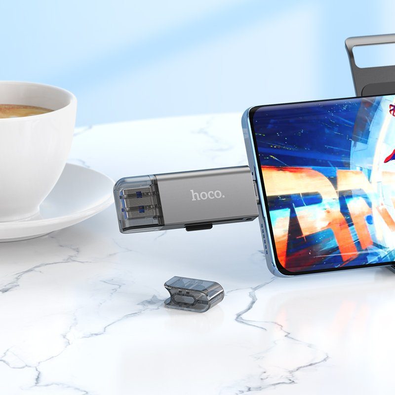 Кардрідер HOCO HB39 USB/Type-C 3.0 high-speed card reader Metal Gray (6942007604819) 8