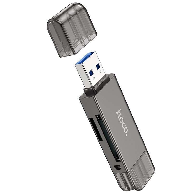Кардрідер HOCO HB39 USB/Type-C 3.0 high-speed card reader Metal Gray (6942007604819) 2