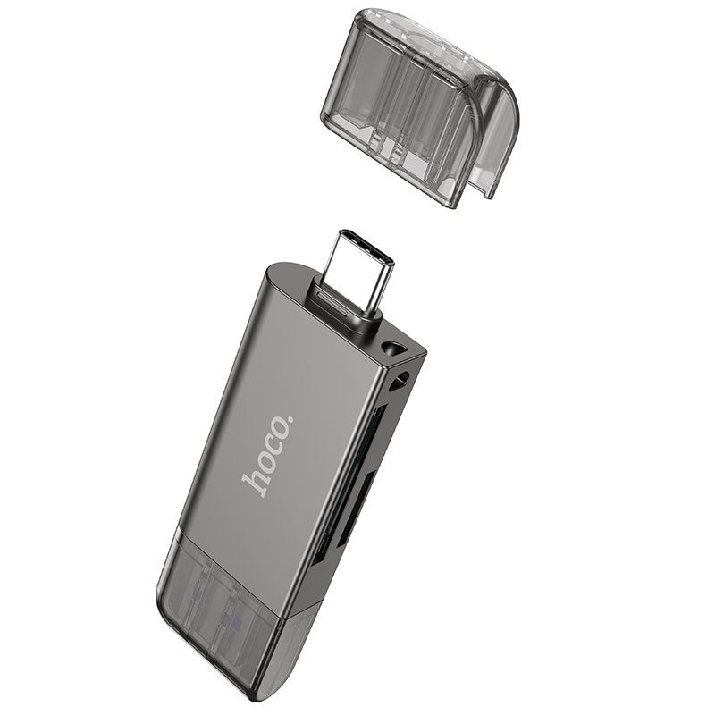 Кардрідер HOCO HB39 USB/Type-C 3.0 high-speed card reader Metal Gray (6942007604819) 3
