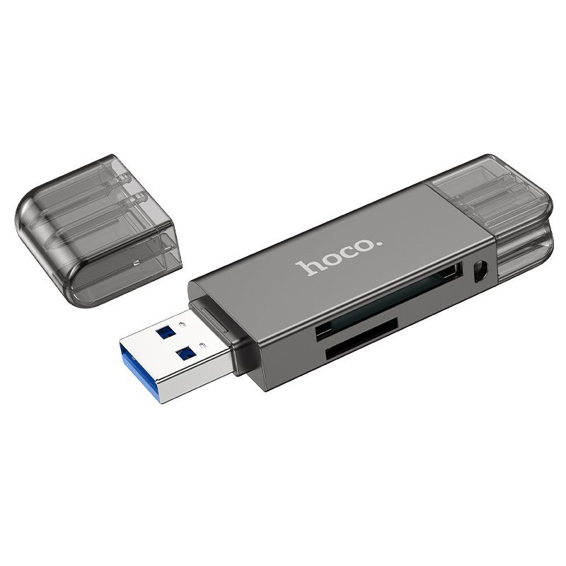 Кардрідер HOCO HB39 USB/Type-C 3.0 high-speed card reader Metal Gray (6942007604819) 4