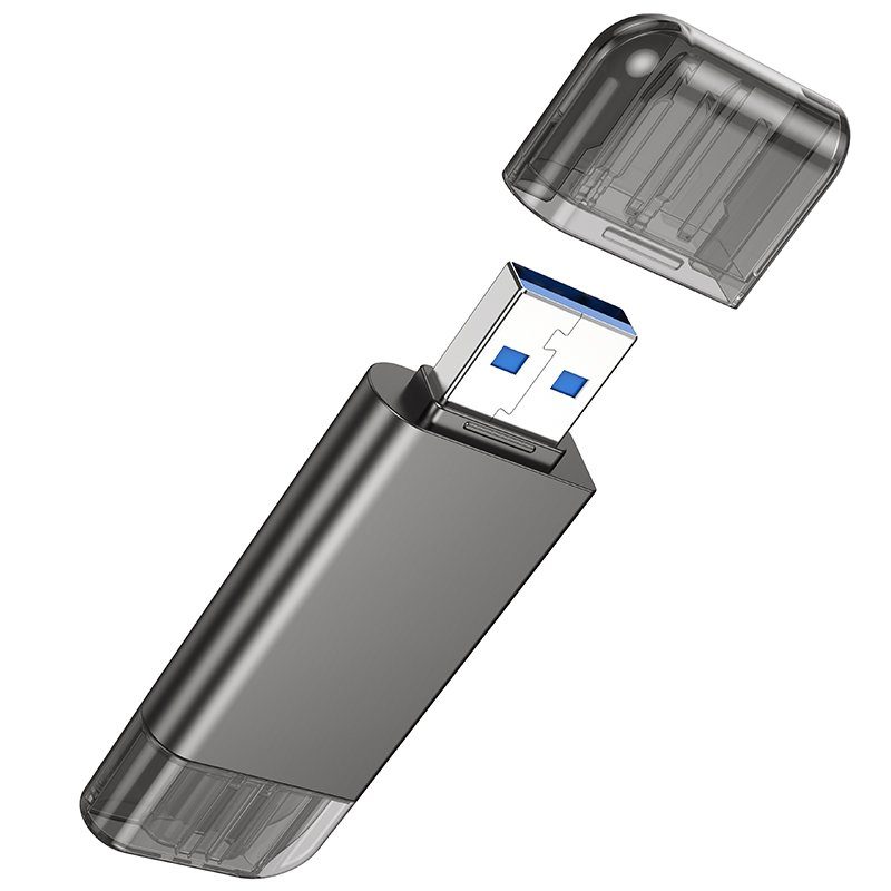 Кардрідер HOCO HB39 USB/Type-C 3.0 high-speed card reader Metal Gray (6942007604819) 6