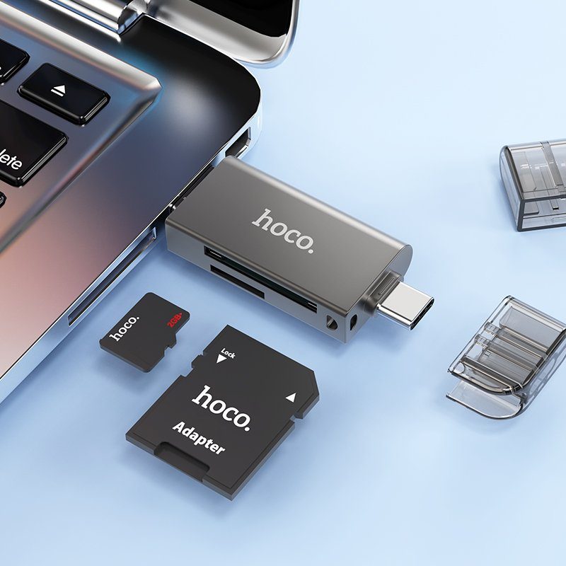 Кардрідер HOCO HB39 USB/Type-C 3.0 high-speed card reader Metal Gray (6942007604819) 7