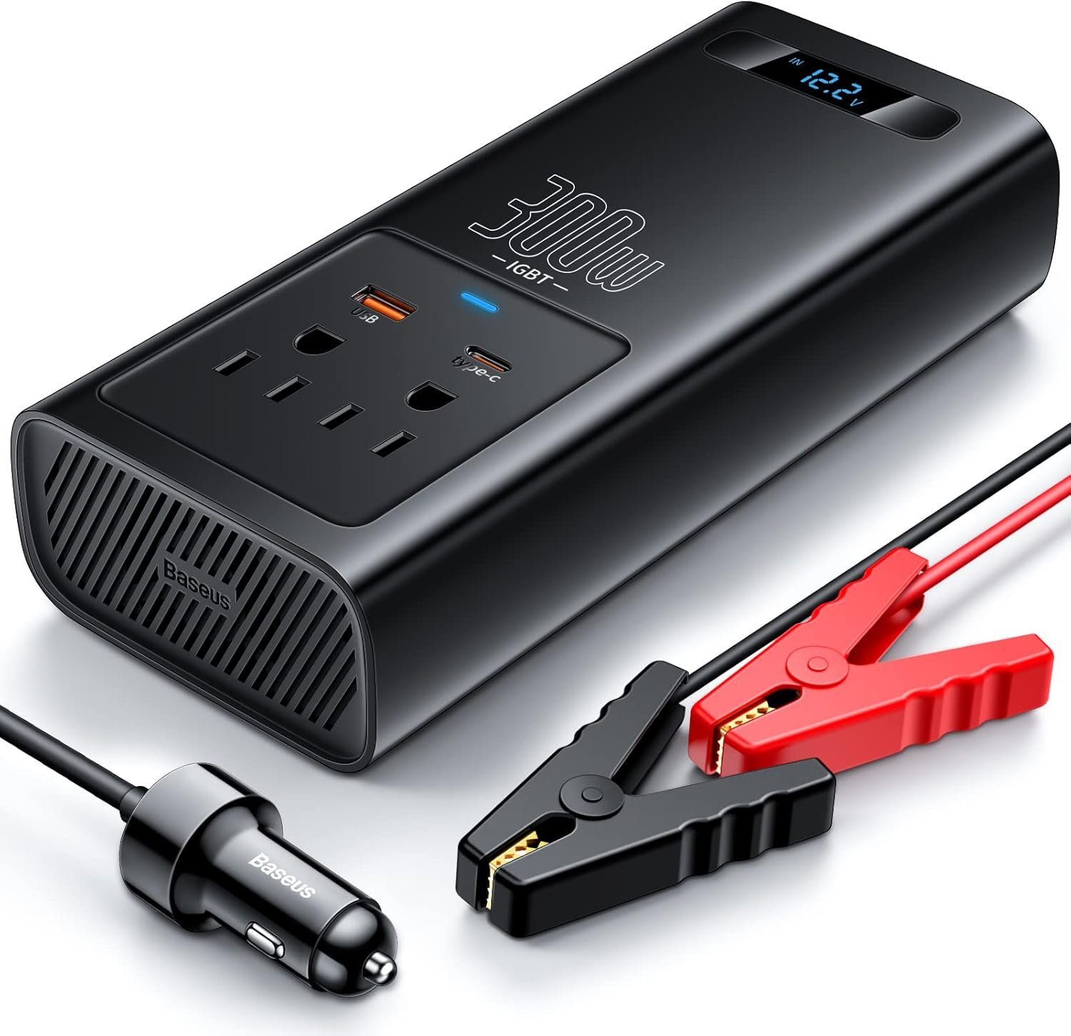 Автомобільний інвертор для електросамокатів Baseus IGBT Power Inverter 300W (110V US/JP ) Black + перехідник (CGNB010001) 7