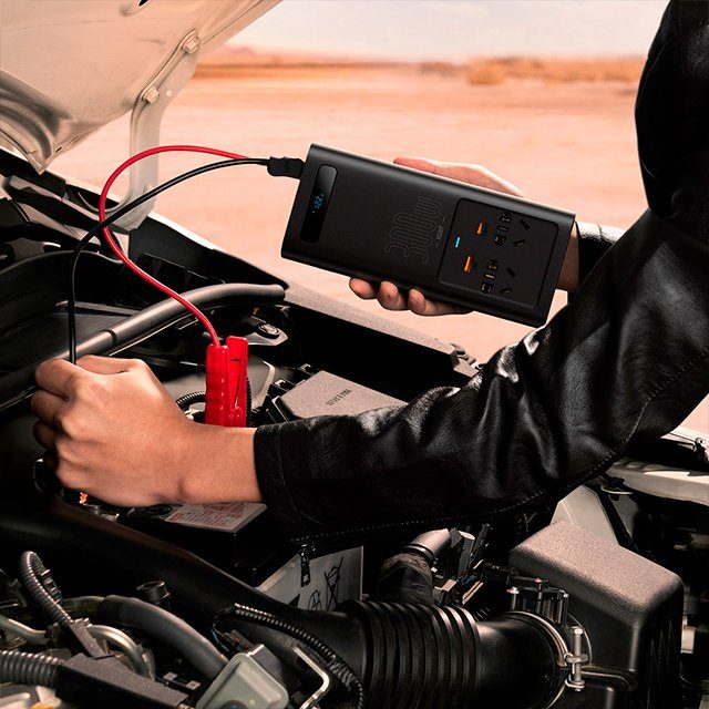 Автомобільний інвертор для електросамокатів Baseus IGBT Power Inverter 300W (110V US/JP ) Black + перехідник (CGNB010001) 10