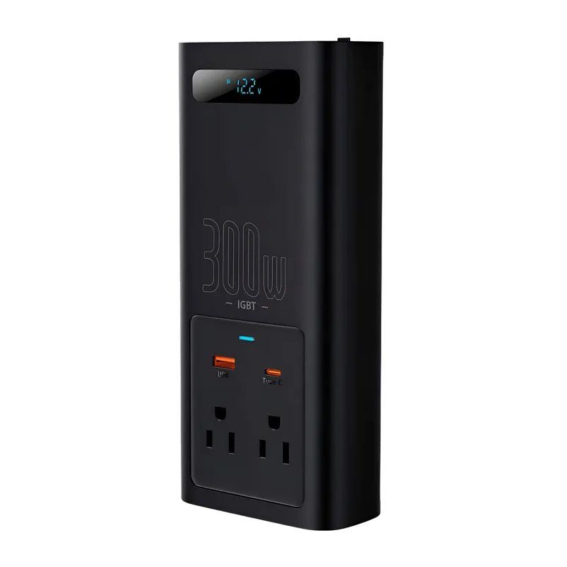 Автомобільний інвертор для електросамокатів Baseus IGBT Power Inverter 300W (110V US/JP ) Black + перехідник (CGNB010001) 3