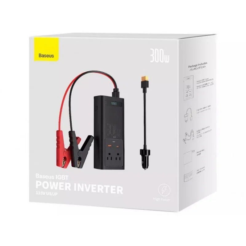 Автомобільний інвертор для електросамокатів Baseus IGBT Power Inverter 300W (110V US/JP ) Black + перехідник (CGNB010001) 2