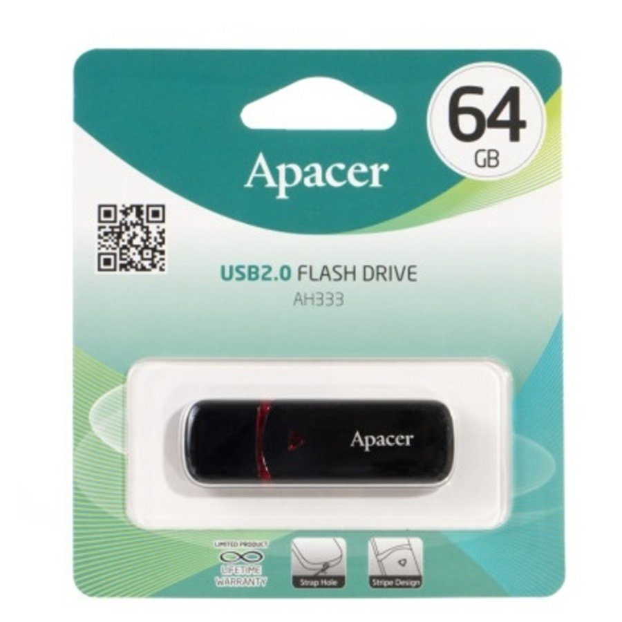 Флеш-накопичувач Apacer USB 2.0 AH333 64Gb Black (AP64GAH333B-1) 2
