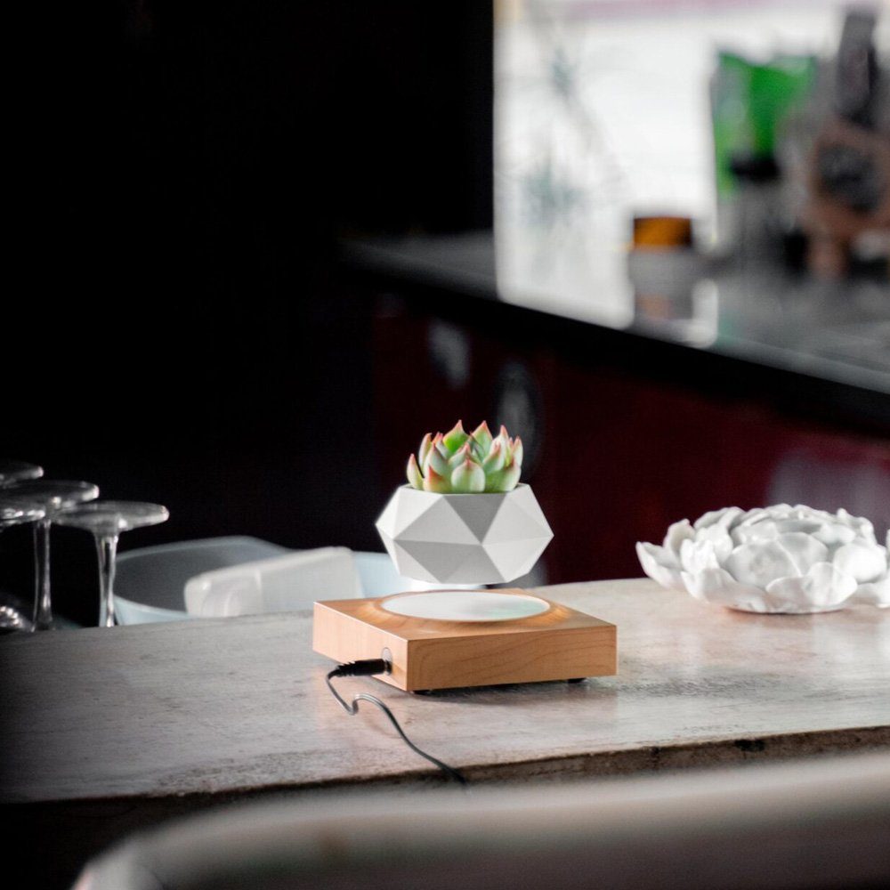 Магнітний левітаційний горщик для рослин HCNT Magnetic Levitating Pot M10-FP  Wood Grain (SIM10-FP) 4