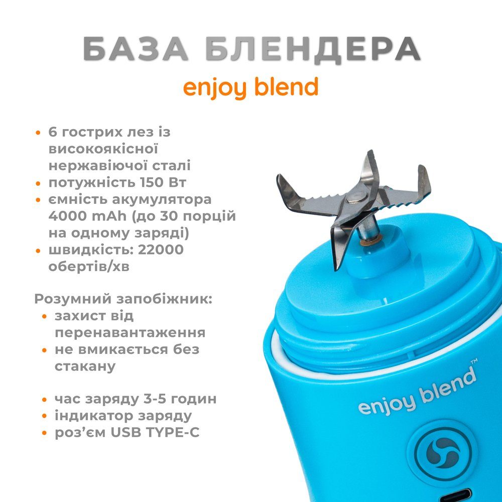 Портативний блендер ENJOY BLEND 63738318 голубий (63738318) 6