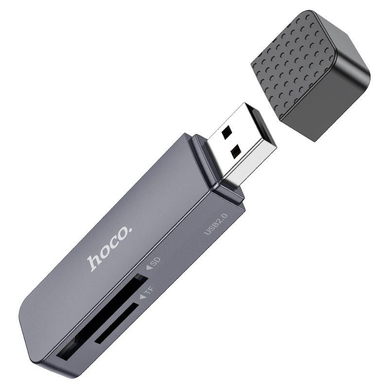 Кардрідер HOCO HB45 Spirit 2-in-1 USB 2.0 card reader Metal Gray (6942007620499) 3