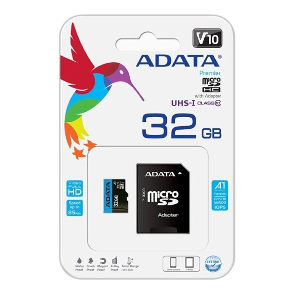 Карта пам'яті microSDHC (UHS-1) A-DATA Premier 32Gb Class 10 A1 (R-100Mb/s)  (adapter SD) (AUSDH32GUICL10A1-RA1) 2