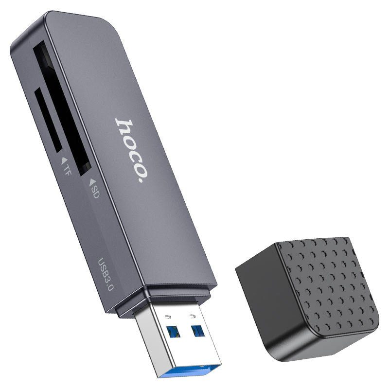 Кардрідер HOCO HB45 Spirit 2-in-1 USB 3.0 card reader Metal Gray (6942007620505) 3