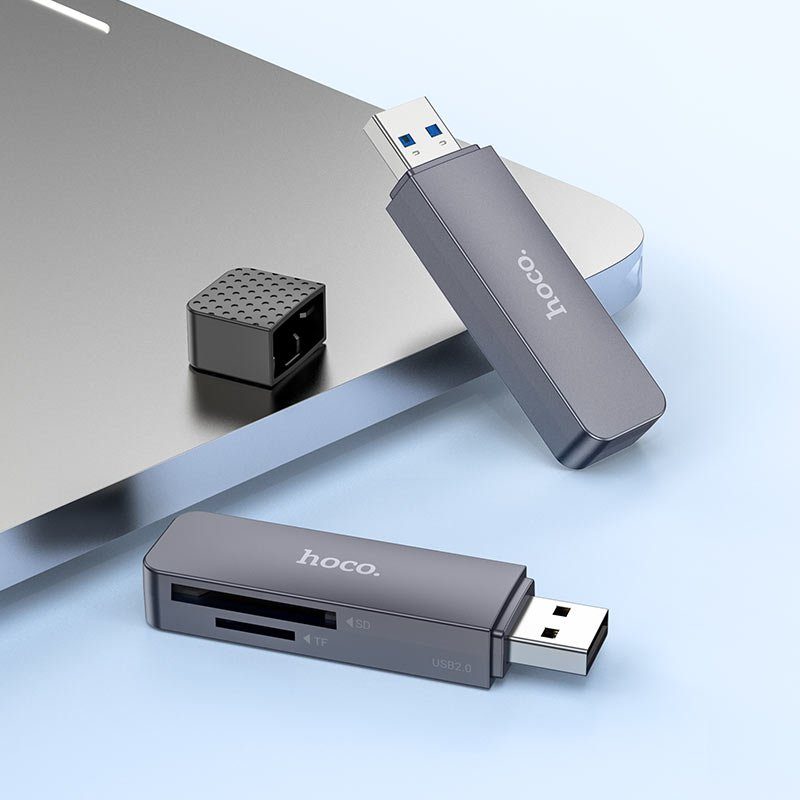 Кардрідер HOCO HB45 Spirit 2-in-1 USB 3.0 card reader Metal Gray (6942007620505) 5