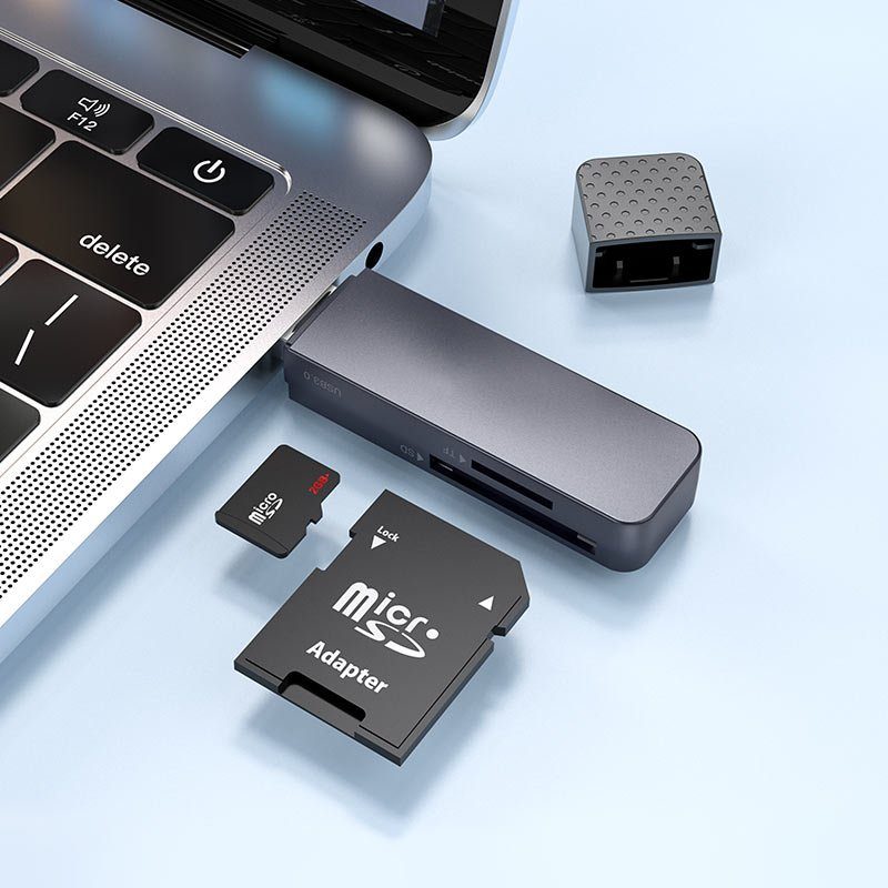 Кардрідер HOCO HB45 Spirit 2-in-1 USB 3.0 card reader Metal Gray (6942007620505) 6