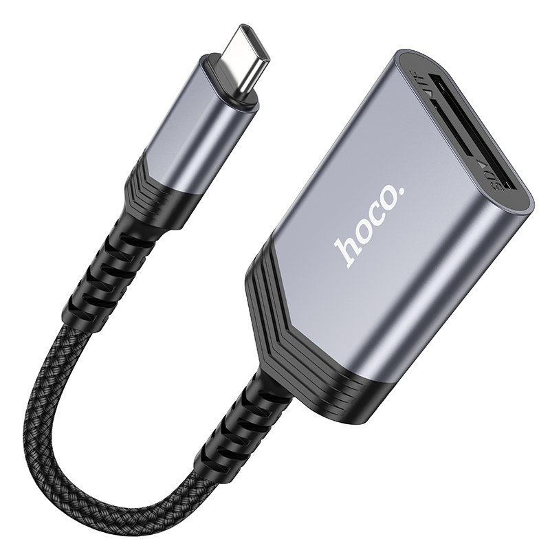 Кардрідер HOCO UA25 2-in-1 card reader Type-C Metal Gray (6942007608862) 2