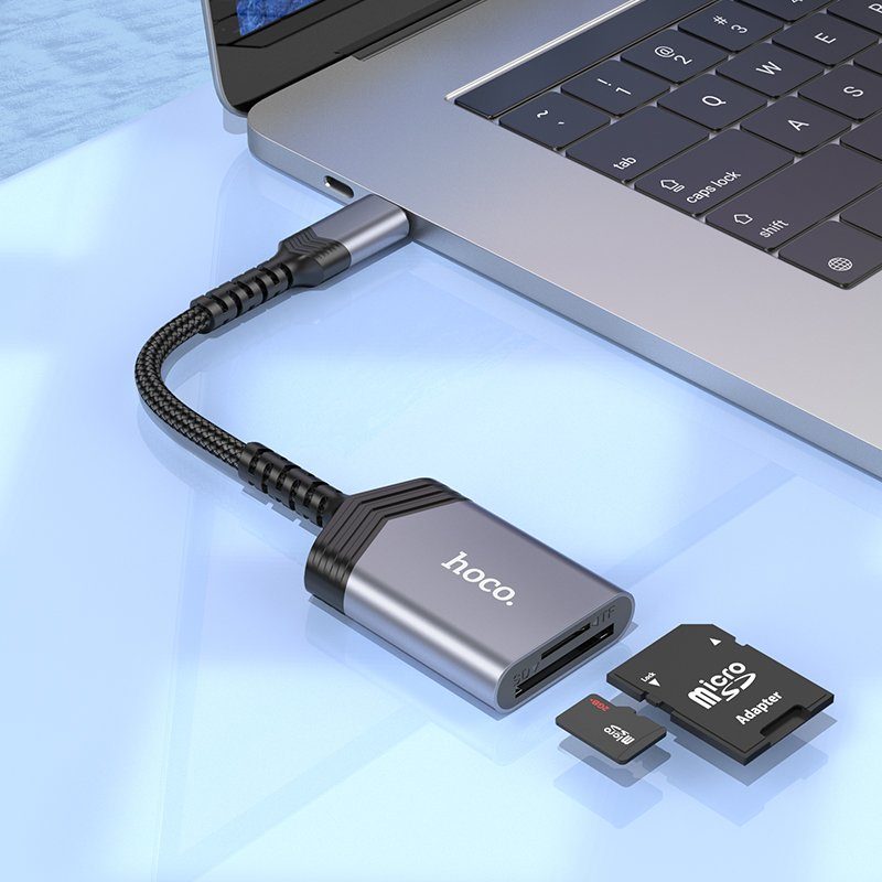 Кардрідер HOCO UA25 2-in-1 card reader Type-C Metal Gray (6942007608862) 7