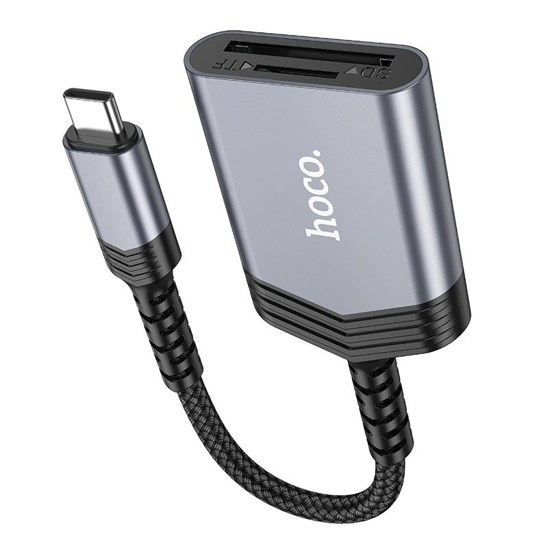 Кардрідер HOCO UA25 2-in-1 card reader Type-C Metal Gray (6942007608862) 5