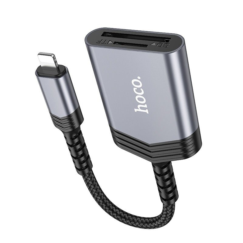 Кардрідер HOCO UA25 2-in-1 card reader iP Metal Gray (6942007608855) 3